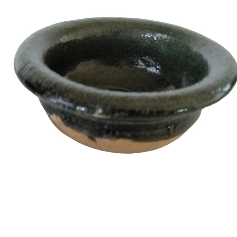 Artisan Rustic Black Bowl Rustic Primitive Drip Glaze Shabby Distressed Signed